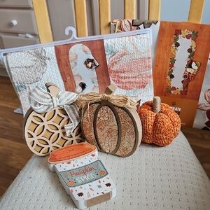 2 Kohl's Fall Table Runners with Pumpkin Design and Leaves